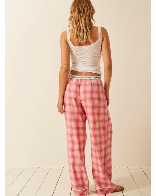 Stripe & Stare Pink Soft Brushed Woven Pyjama Bottoms