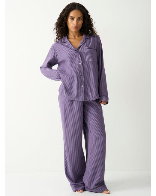 Stripe & Stare Purple Soft Brushed Woven Pyjama Bottoms