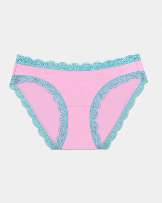 Stripe & Stare White Lace-Trim TENCEL™ Candy Floss Knickers