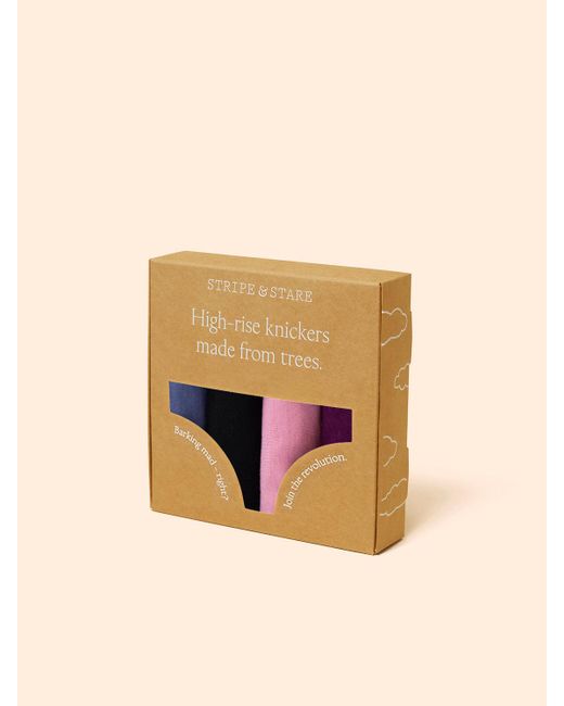 Stripe & Stare Purple High Rise Knicker Four Pack