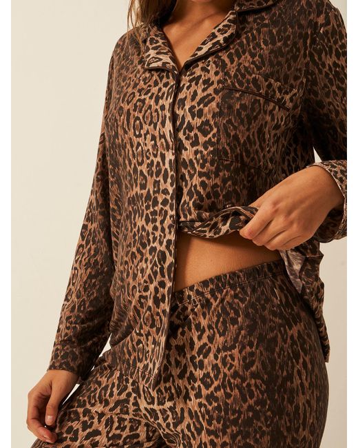Stripe & Stare Brown Long Pyjama Set