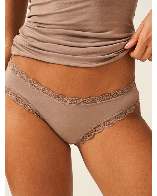 Stripe & Stare Pink Taupe Brazilian Lace Knickers