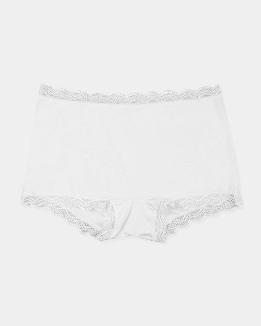Stripe & Stare White Lace-Trim Hipster Knickers