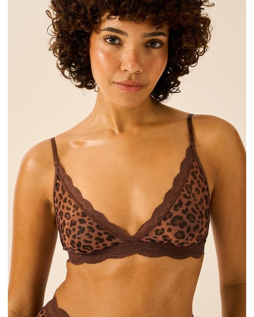 Stripe & Stare Brown Triangle Lace Mesh Bra