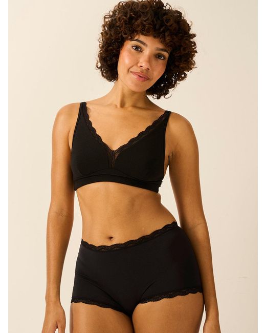 Stripe & Stare Black Lace Trim Hipster Knickers