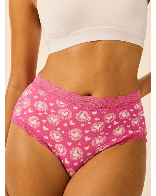 Stripe & Stare Pink High Rise Knicker Four Pack
