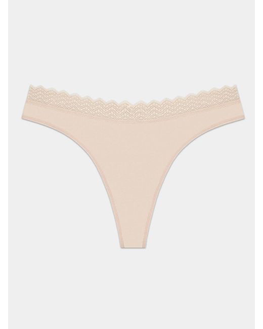 Stripe & Stare Brown Zigzag Lace Thong- Sand