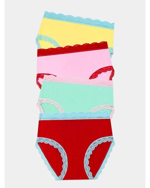 Stripe & Stare Red High Rise Knicker Four Pack
