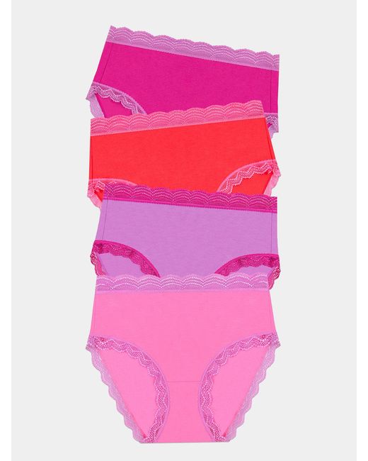 Stripe & Stare Pink High Rise Knicker Four Pack