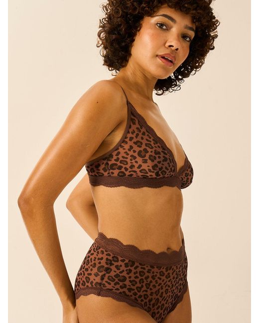 Stripe & Stare Brown Triangle Lace Mesh Bra