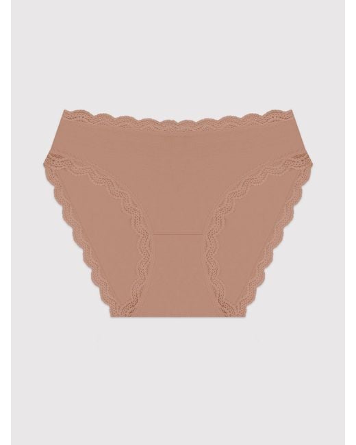 Stripe & Stare Natural Mid Rise High Leg Knicker