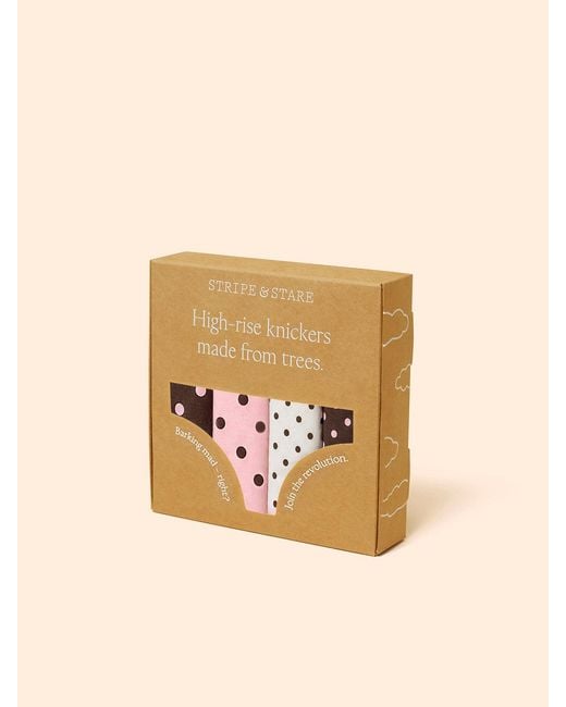 Stripe & Stare Pink High Rise Knicker Four Pack