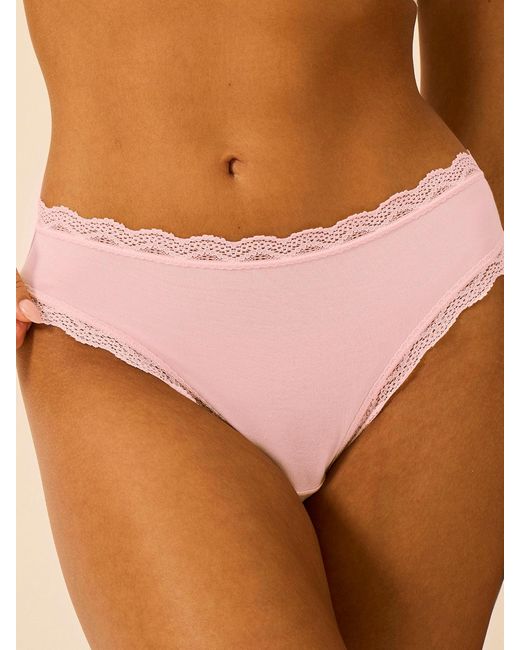 Stripe & Stare Natural Mid Rise High Leg Knicker