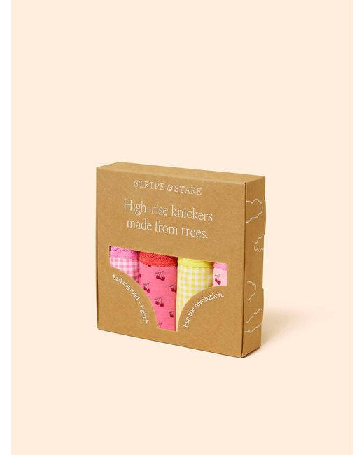 Stripe & Stare Pink High Rise Knicker Four Pack