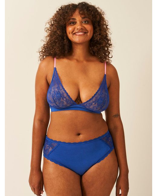 Stripe & Stare Blue Eco Lace Triangle Bra