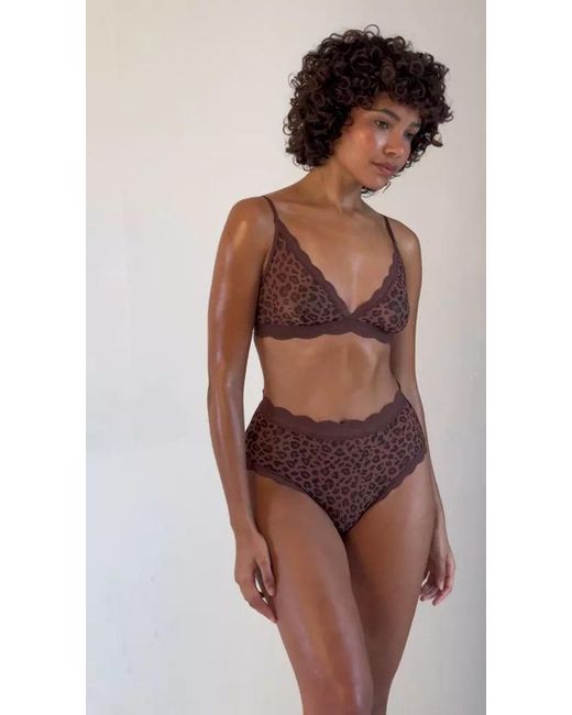 Stripe & Stare Brown Triangle Lace Mesh Bra