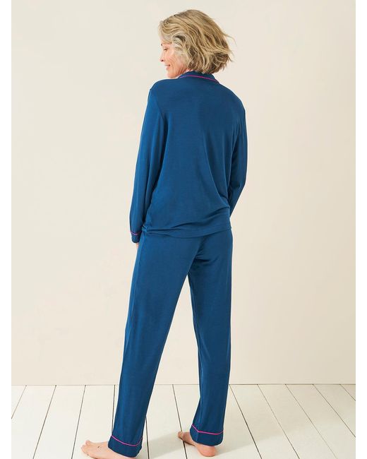 Stripe & Stare Blue Midnight Raspberry TENCEL™ Long Pyjama Set