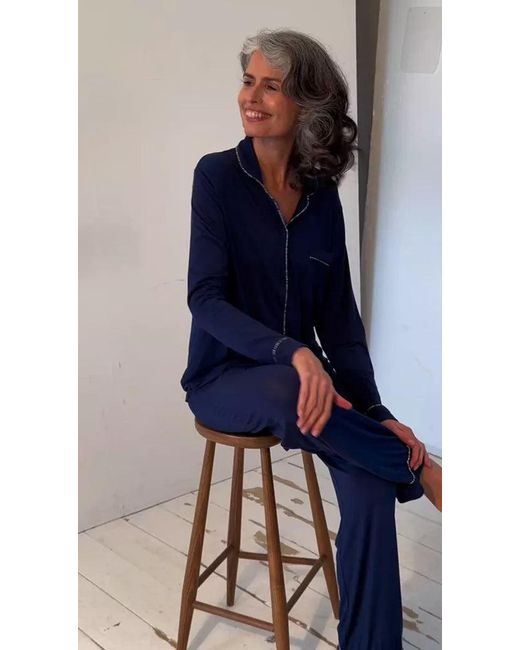 Stripe & Stare Blue Long Pyjama Set