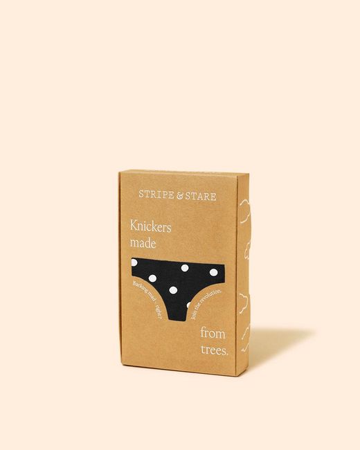 Stripe & Stare Black Vintage Spot Lace Trim Knickers