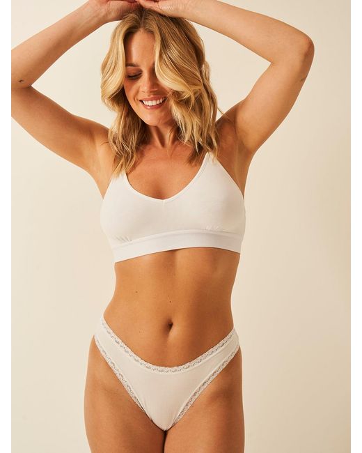 Stripe & Stare White Thong