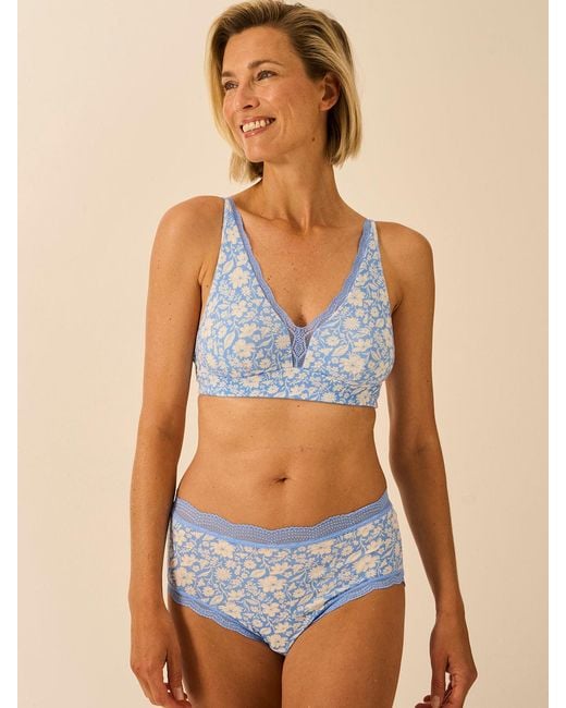 Stripe & Stare Blue Lace Plunge Bra
