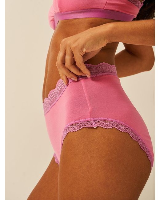 Stripe & Stare Pink High Rise Knicker Four Pack