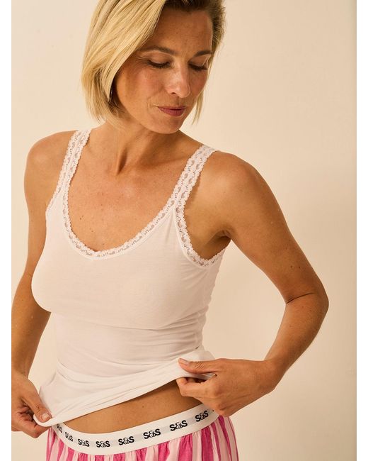 Stripe & Stare White Lace Cami