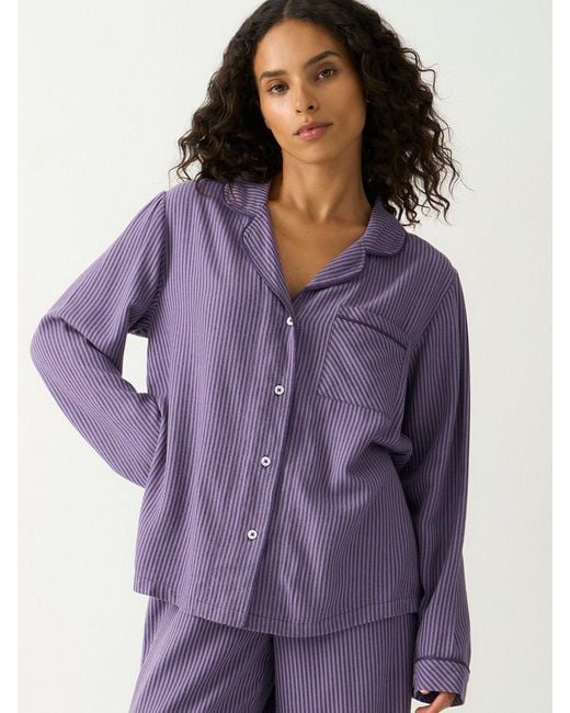 Stripe & Stare Purple Soft Brushed Woven Pyjama Top