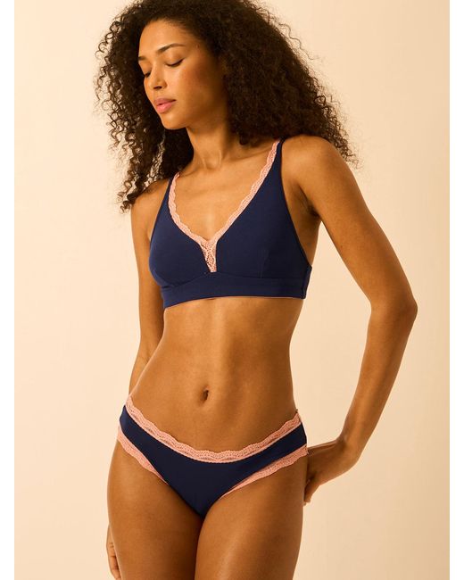 Stripe & Stare Blue Lace Plunge Bra
