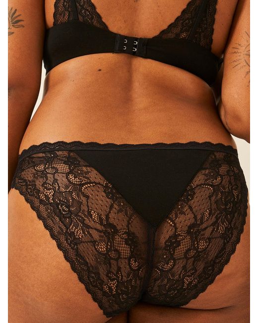 Stripe & Stare Black Eco Lace Original Knicker Four Pack