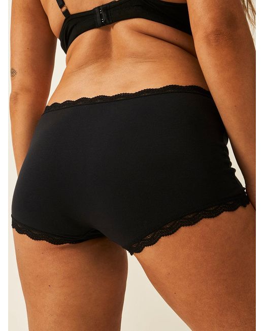 Stripe & Stare Black Lace Trim Hipster Knickers