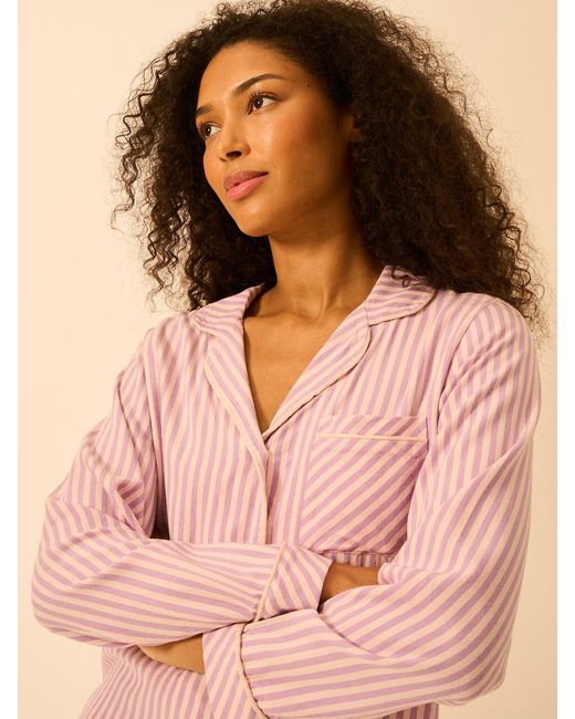 Stripe & Stare Pink Soft Brushed Woven Pyjama Top