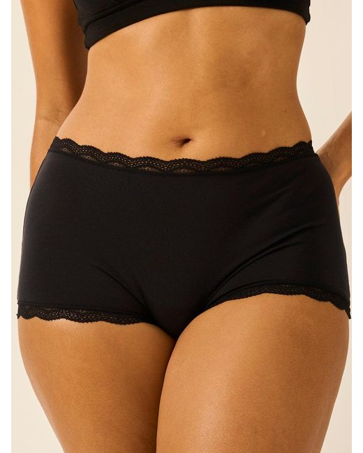 Stripe & Stare Black Lace Trim Hipster Knickers