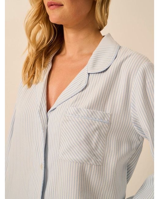 Stripe & Stare Natural Soft Brushed Woven Pyjama Top