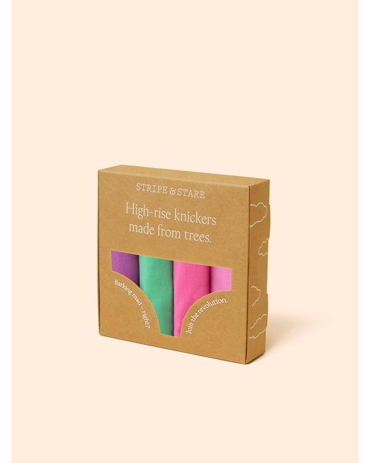 Stripe & Stare Pink High Rise Knicker Four Pack
