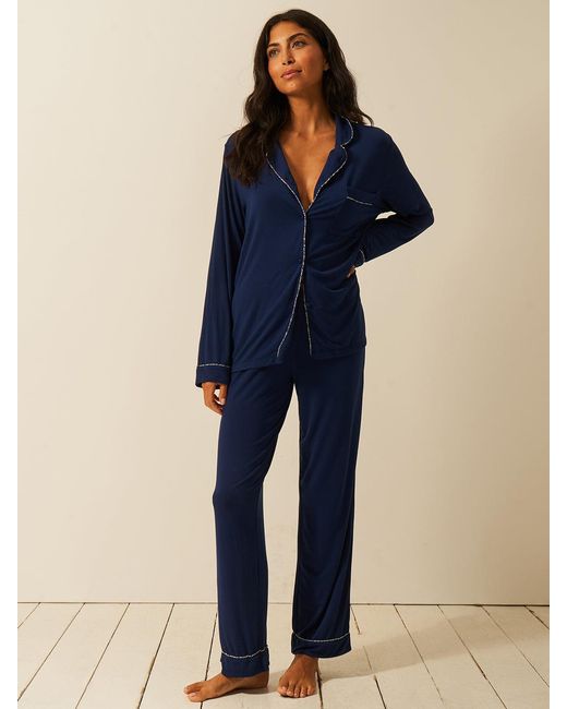 Stripe & Stare Blue Long Pyjama Set