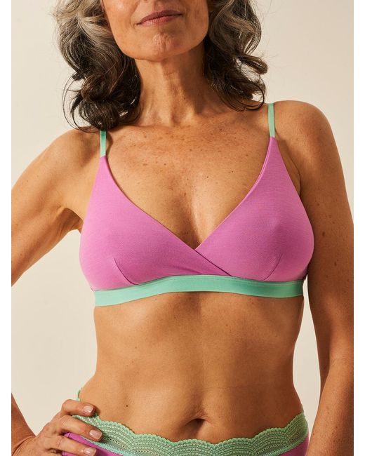 Stripe & Stare Purple Crossover Bra