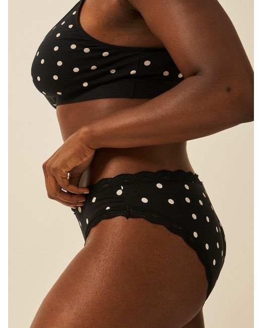 Stripe & Stare Black Vintage Spot Lace Trim Knickers