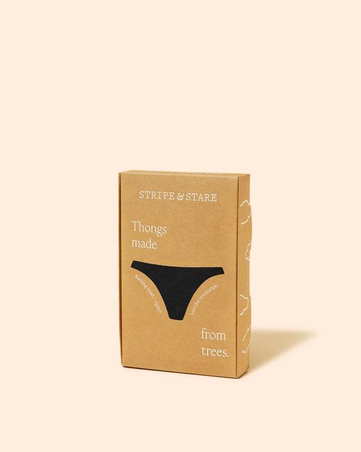 Stripe & Stare Black High Waisted Thong