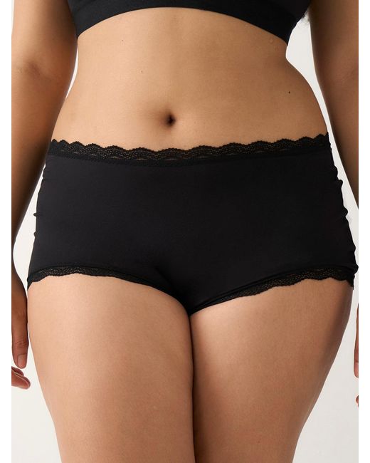 Stripe & Stare Black Lace Trim Hipster Knickers