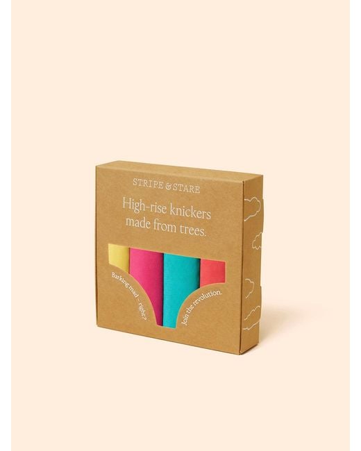 Stripe & Stare Pink High Rise Knicker Four Pack