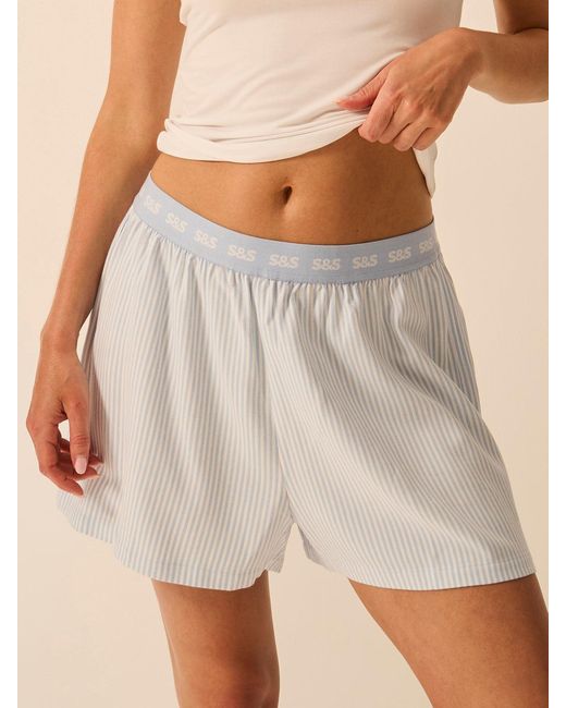 Stripe & Stare Natural Soft Brushed Woven Pyjama Shorts