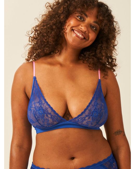 Stripe & Stare Blue Eco Lace Triangle Bra