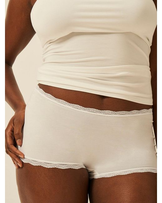 Stripe & Stare White Lace-Trim Hipster Knickers