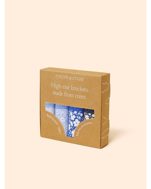 Stripe & Stare Blue High Rise Knicker Four Pack