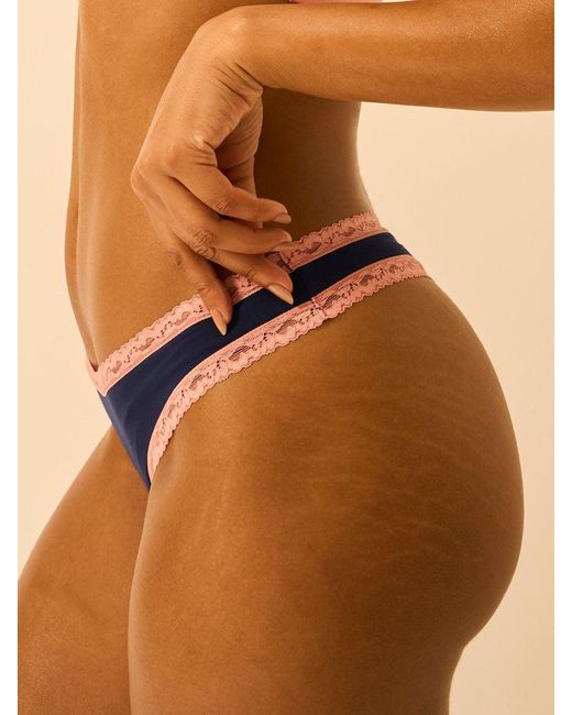 Stripe & Stare Blue Thong Four Pack