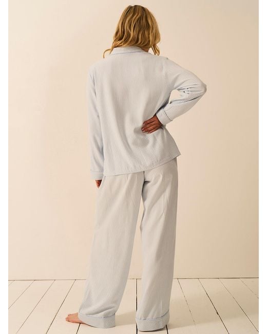 Stripe & Stare Natural Soft Brushed Woven Pyjama Top