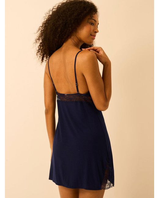 Stripe & Stare Blue Eco Lace Slip Dress