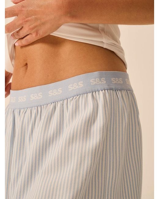 Stripe & Stare Natural Soft Brushed Woven Pyjama Shorts