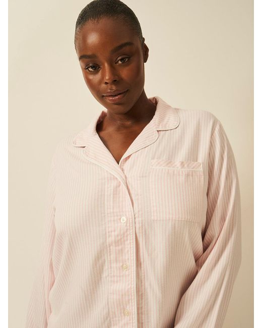 Stripe & Stare Natural Soft Brushed Woven Pyjama Top